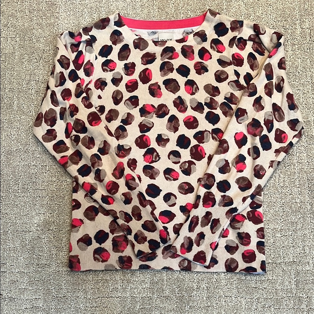 NIC + ZOE Blush Dot Cotton Blend Sweater